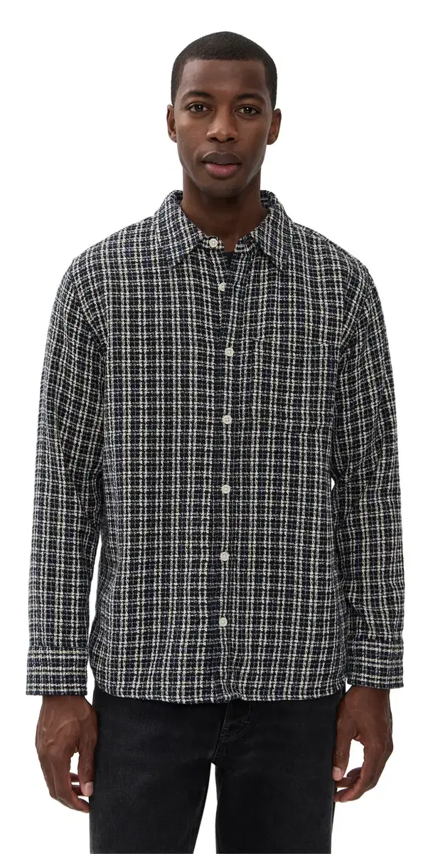 Reverse Tweed Snow Check Shirt Blue