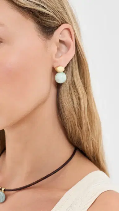 SHASHI Alice Earrings Gold/Turquoise One Size | Thumbnail 3