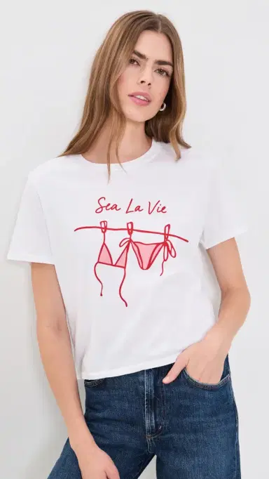 Sunny Somewhere Sea La Vie Everyday Tee White S | Thumbnail 2 Sunny Somewhere Sea La Vie Everyday Tee White S | Thumbnail 2