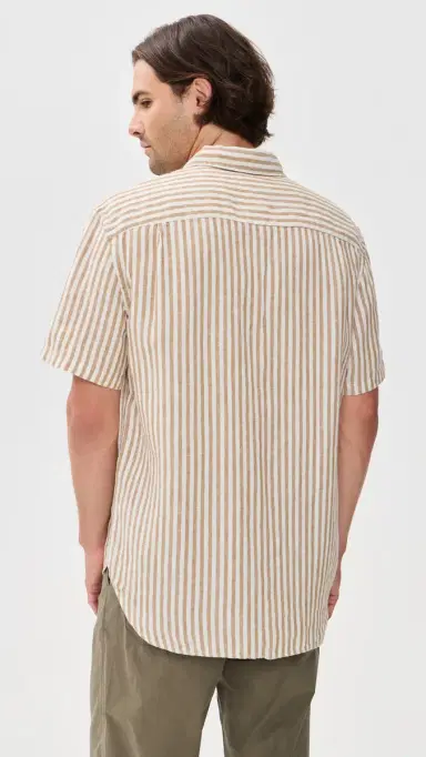 Madewell Collared Linen Shirt Golden Khaki tripe | Thumbnail 3