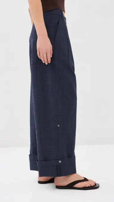 Tibi Menswear Crepon Stella Full Length Pants Navy Multi | Thumbnail 4
