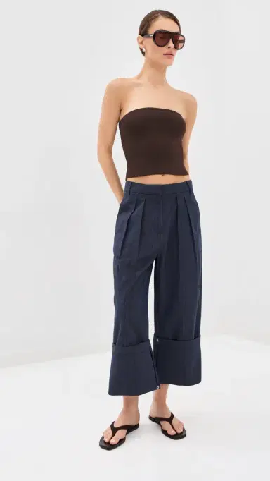 Tibi Menswear Crepon Stella Full Length Pants Navy Multi | Thumbnail 5