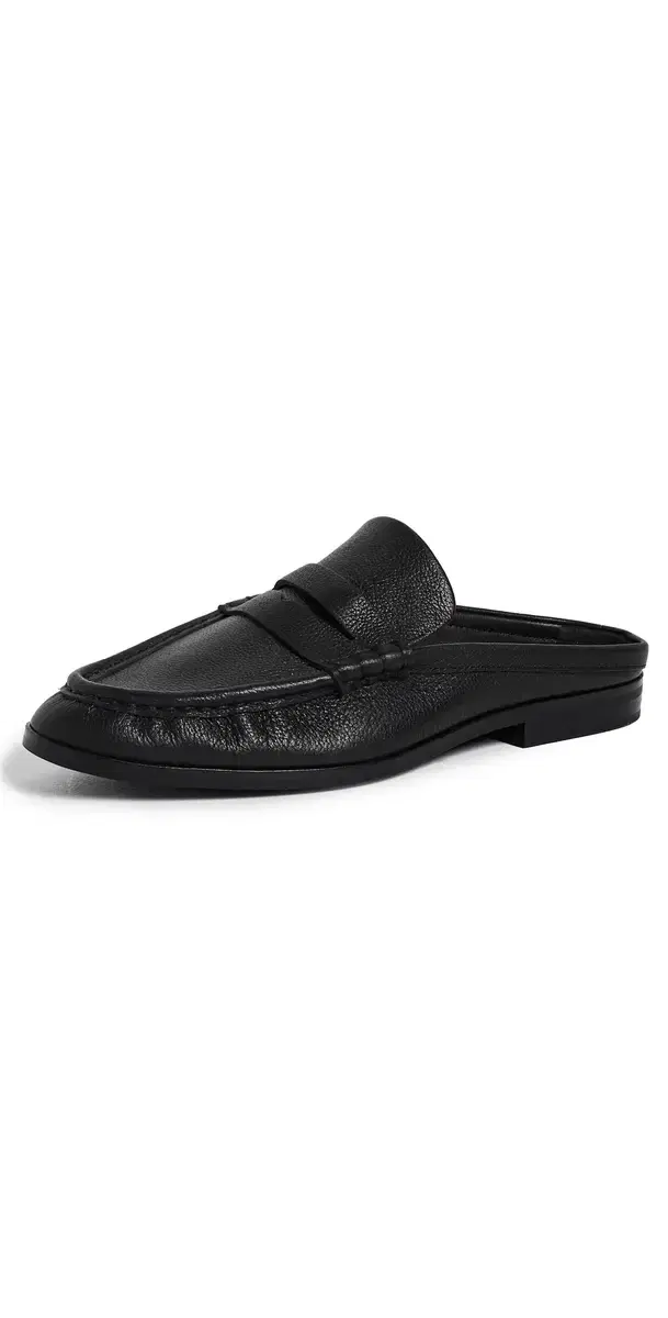 Dean Pebbled Leather Loafer Mules Black
