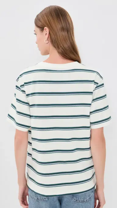 Good American The Oversized Tee Harbor tripe Cloud White | Thumbnail 3