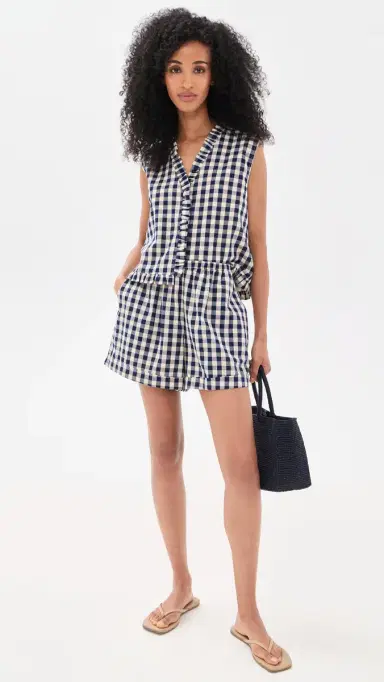 VRG GRL Freda Check Shorts Navy Check | Thumbnail 5