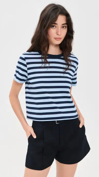 FRAME The Boxy Tee Chambray Stripe | Thumbnail 2 FRAME The Boxy Tee Chambray Stripe | Thumbnail 2