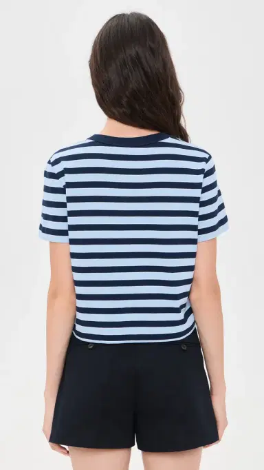 FRAME The Boxy Tee Chambray Stripe | Thumbnail 3 FRAME The Boxy Tee Chambray Stripe | Thumbnail 3