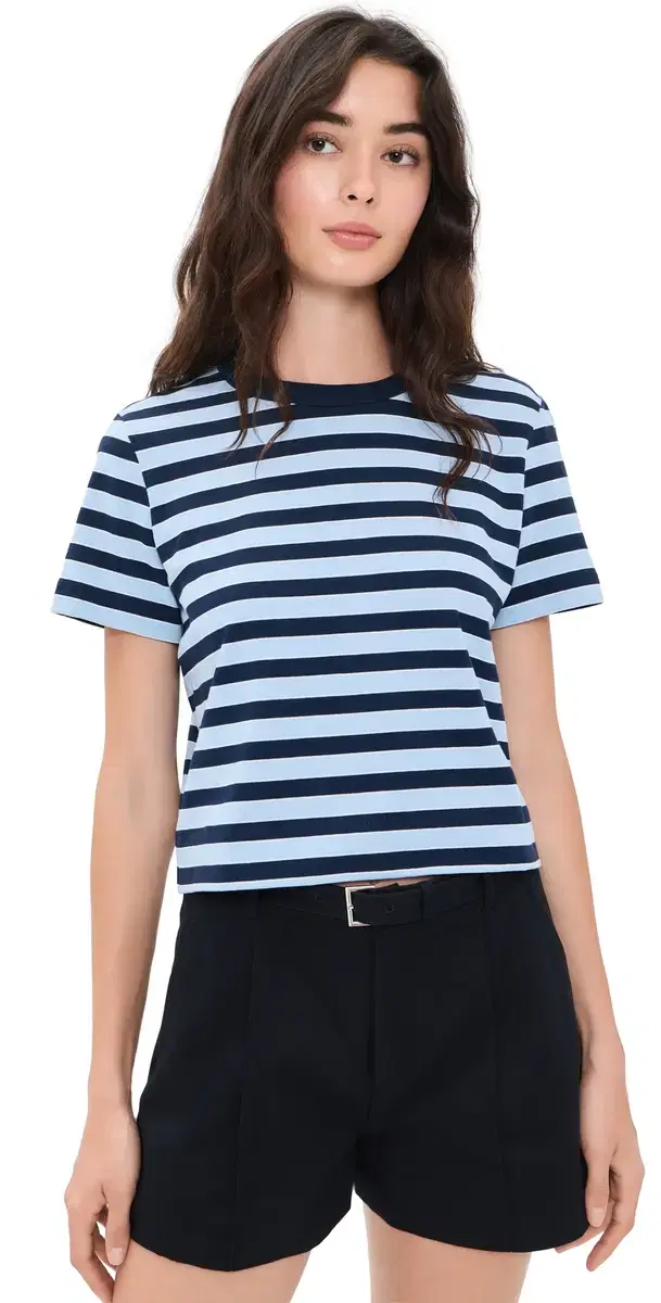 FRAME The Boxy Tee Chambray tripe