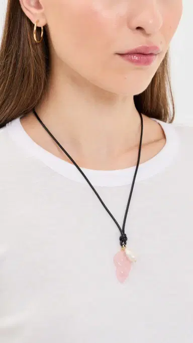 Luv AJ The Santorini Pendant Cord Necklace Black One Size | Thumbnail 3