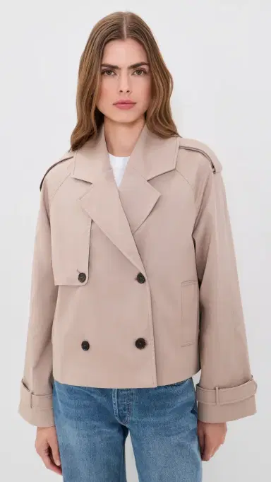 Anine Bing Rickie Cropped Trench Coat Beige S | Thumbnail 2