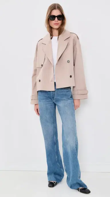 Anine Bing Rickie Cropped Trench Coat Beige S | Thumbnail 5