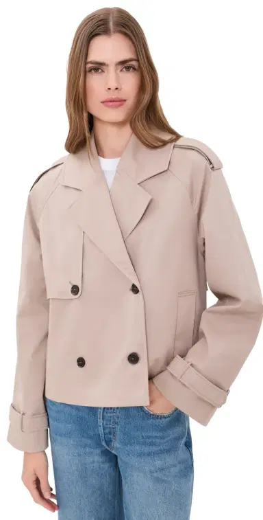 Anine Bing Rickie Cropped Trench Coat Beige S | Thumbnail 1