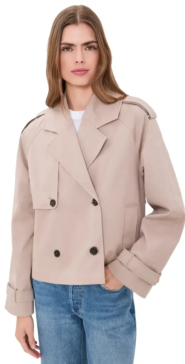 ANINE BING Rickie Cropped Trench Coat Beige