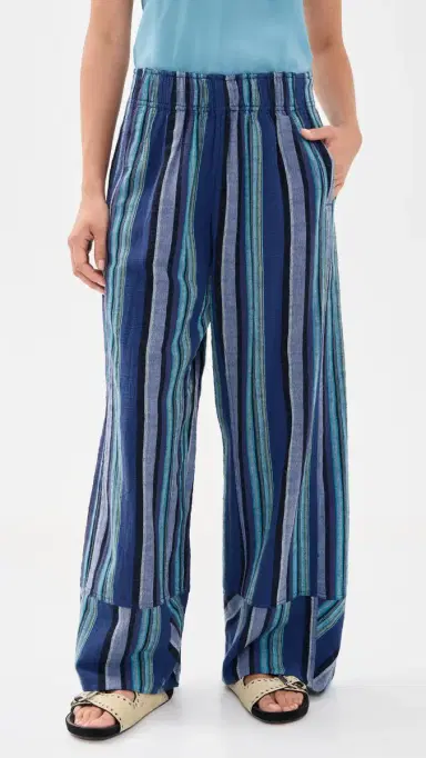 Free People Days End Solar Linen Stripe Pants Navy Combo | Thumbnail 2