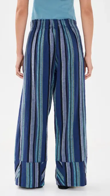 Free People Days End Solar Linen Stripe Pants Navy Combo | Thumbnail 3