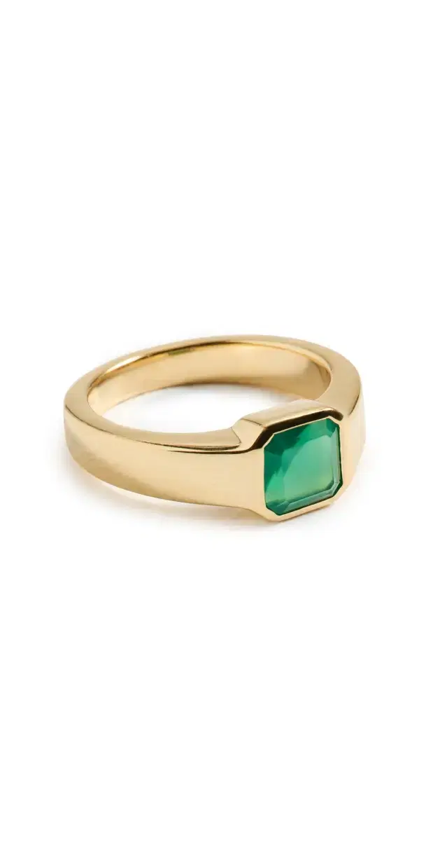 SHASHI Emerald Pinky Signet Ring Emerald
