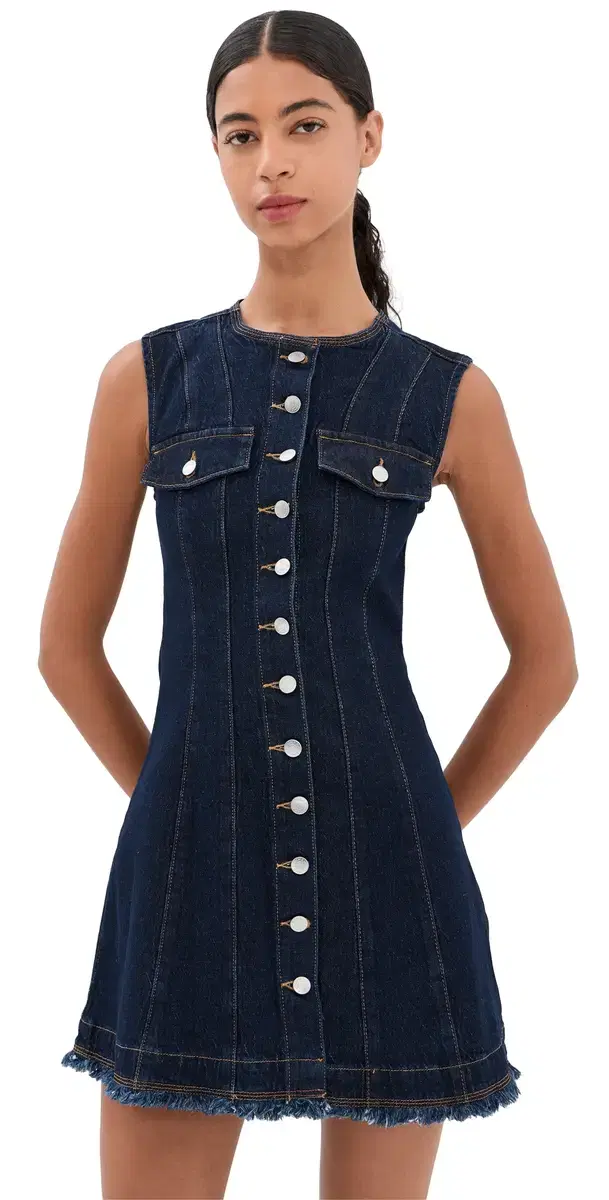 SIMKHAI Hanley Denim Mini Dress Indigo Rinse