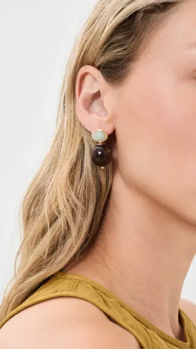 SHASHI Alice Gemstone Earrings Turquoise/Tortoise One Size | Thumbnail 3