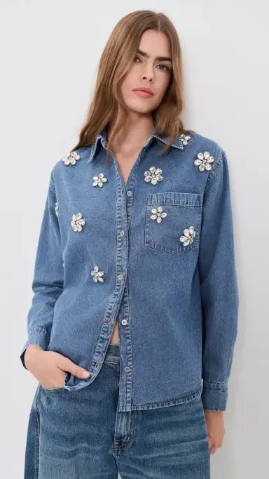 Essentiel Antwerp Konnection Rhinestone Shirt Aquamarine | Thumbnail 2 Essentiel Antwerp Konnection Rhinestone Shirt Aquamarine | Thumbnail 2