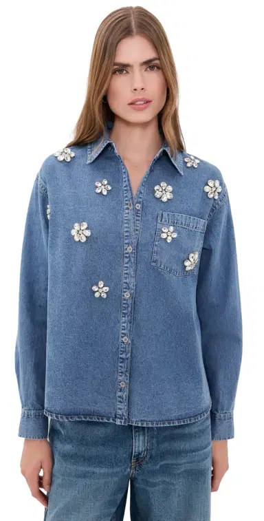 Essentiel Antwerp Konnection Rhinestone Shirt Aquamarine | Thumbnail 1 Essentiel Antwerp Konnection Rhinestone Shirt Aquamarine | Thumbnail 1