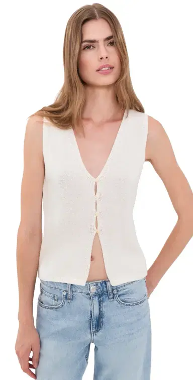 GOOD AMERICAN The Knit Cardigan Vest White001 M | Thumbnail 1