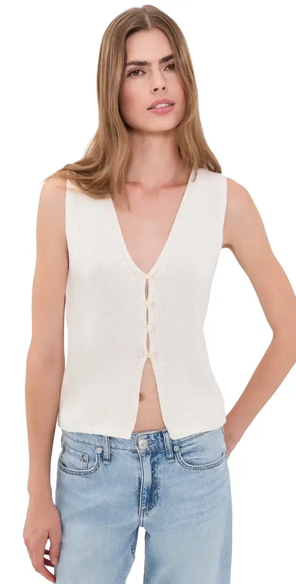 The Knit Cardigan Vest White001