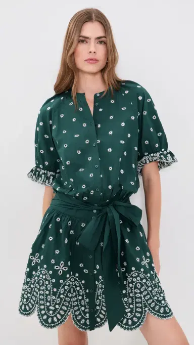 ESSENTIEL ANTWERP Kaylani Scallop Dress Combo1 Bottle Green | Thumbnail 2