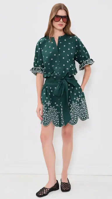 ESSENTIEL ANTWERP Kaylani Scallop Dress Combo1 Bottle Green | Thumbnail 5