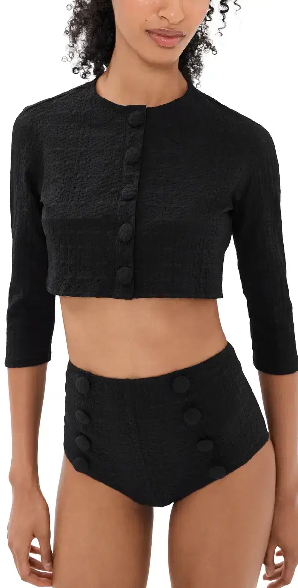 Lisa Marie Fernandez Cardigan Black eersucker
