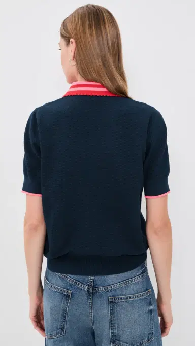 Essentiel Antwerp Kontrast Knitted Polo Combo4 Navy | Thumbnail 3