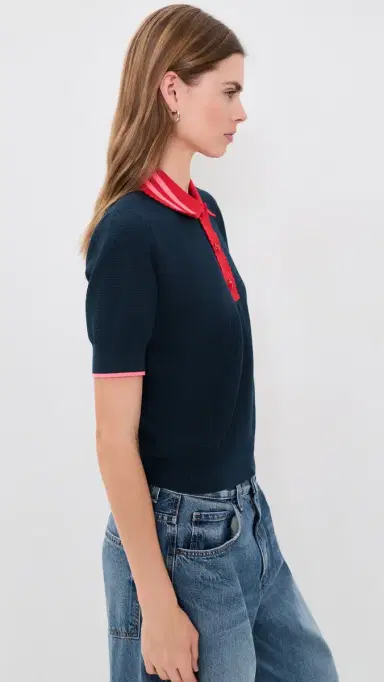 Essentiel Antwerp Kontrast Knitted Polo Combo4 Navy | Thumbnail 4