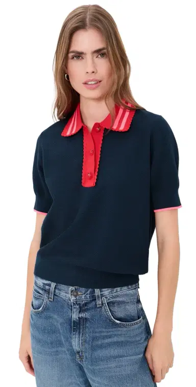Essentiel Antwerp Kontrast Knitted Polo Combo4 Navy | Thumbnail 1