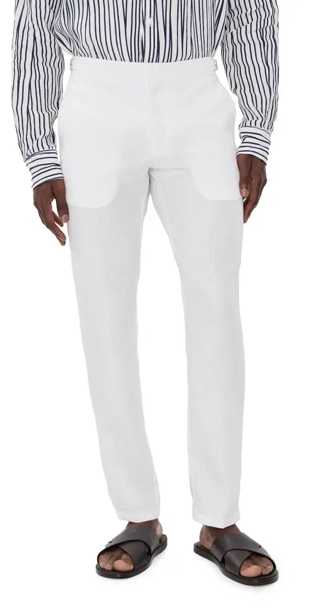 Orlebar Brown Griffon Italian Linen Pants White Sand