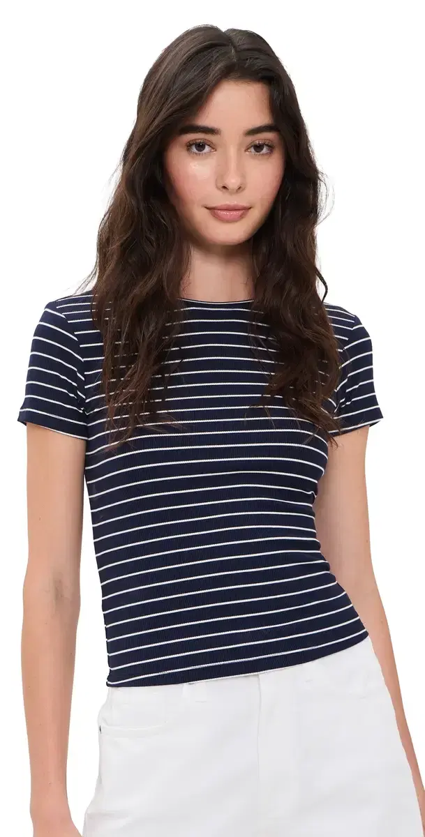 Good American The Rib Baby Tee IMPLE TRIPE HORIZON INK