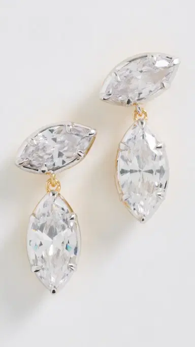 SHASHI Marquise Georgian Cut Drop Earrings Gold One Size | Thumbnail 2