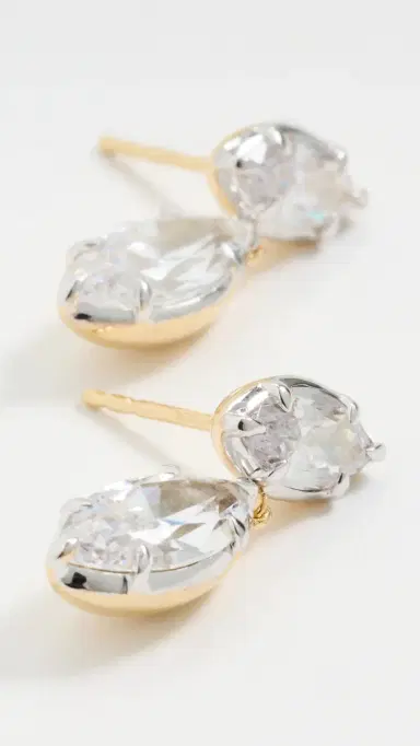 SHASHI Marquise Georgian Cut Drop Earrings Gold One Size | Thumbnail 4