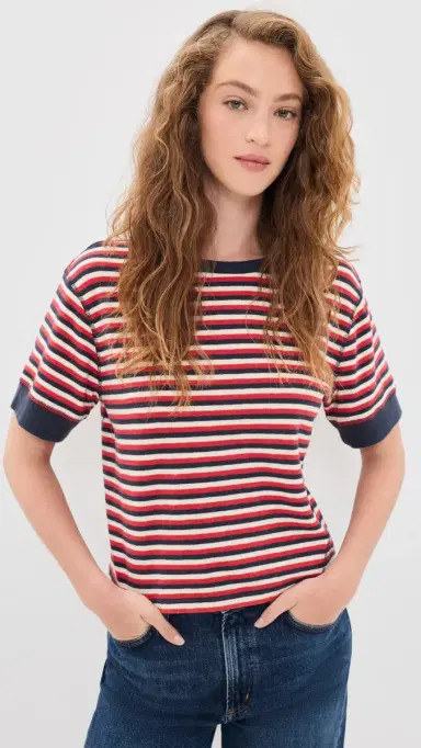 Clare V. e Bateau Tee Navy/Cherry Red/Cream | Thumbnail 2
