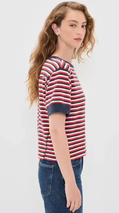 Clare V. e Bateau Tee Navy/Cherry Red/Cream | Thumbnail 4