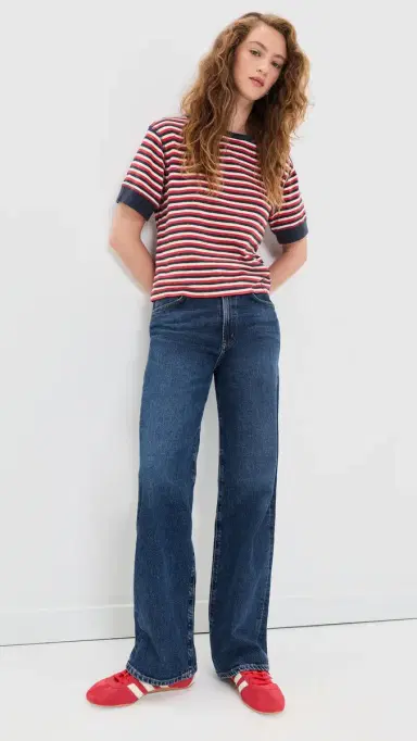 Clare V. e Bateau Tee Navy/Cherry Red/Cream | Thumbnail 5