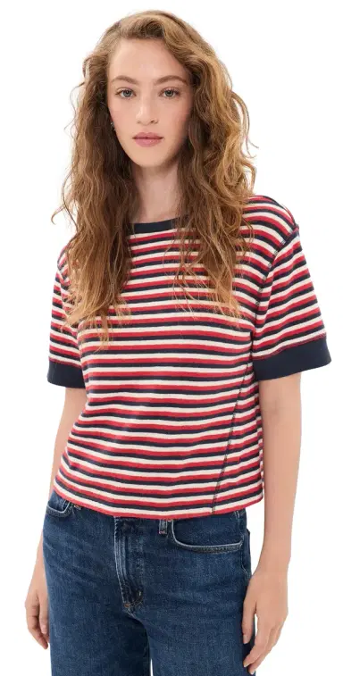 Clare V. e Bateau Tee Navy/Cherry Red/Cream | Thumbnail 1