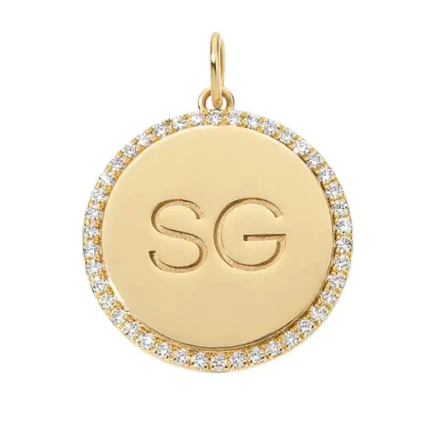 Stephanie Gottlieb "SG" Large Bubble with Pave Outline Necklace
