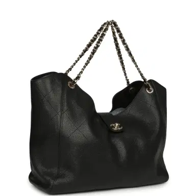 Chanel Chanel Maxi Shopping Bag Black Grained Calfskin Gold Hardware | Thumbnail 2