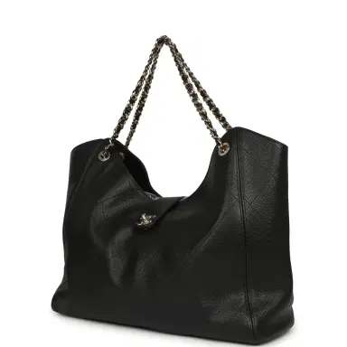 Chanel Chanel Maxi Shopping Bag Black Grained Calfskin Gold Hardware | Thumbnail 5