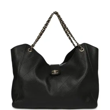 Chanel Chanel Maxi Shopping Bag Black Grained Calfskin Gold Hardware | Thumbnail 1