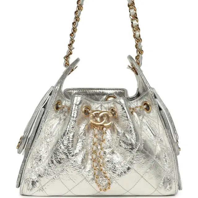 Chanel Chanel Mini 25 Hobo Bag Metallic Silver Caviar Gold Hardware