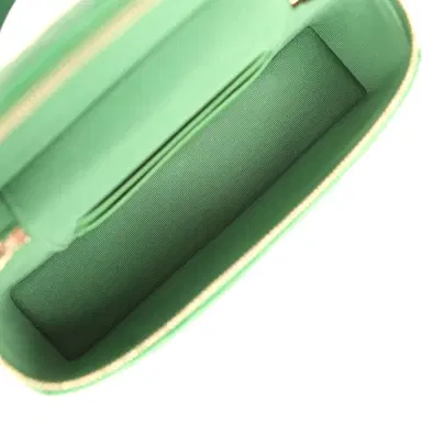 Chanel Chanel Top Handle Long Vanity Case with Chain Green Lambskin Light Gold Hardware | Thumbnail 8