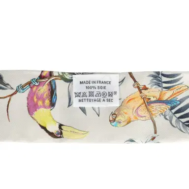 HERMÈS Hermes "Equateur" Gris Perle, Jaune, Vert Silk Twilly Pair | Thumbnail 5