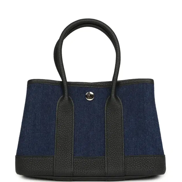 HERMÈS Hermes Garden Party Neo 23 Denim Moyen and Black Negonda Palladium Hardware