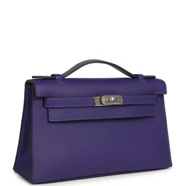 HERMÈS Hermes Kelly Pochette Purple Swift Palladium Hardware | Thumbnail 2