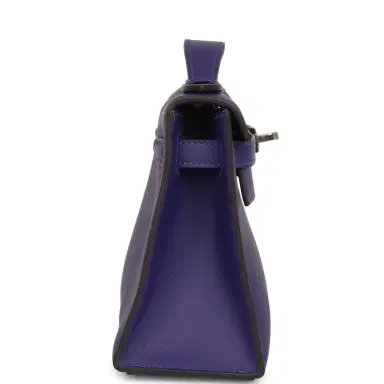 HERMÈS Hermes Kelly Pochette Purple Swift Palladium Hardware | Thumbnail 3